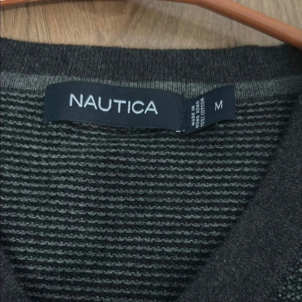 Nautica Black V-Neck Sweater Classic Style